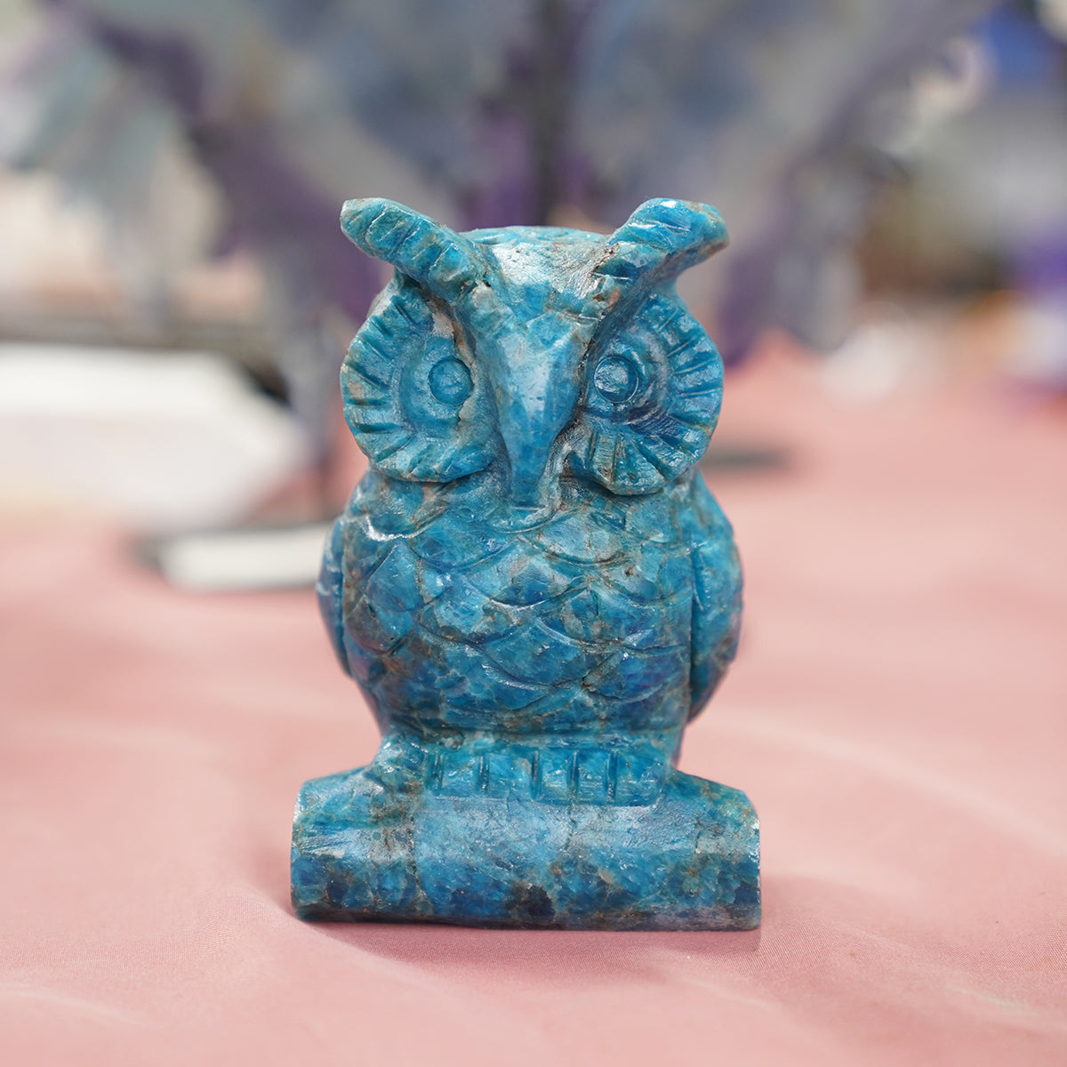 Owl Bear Blue Apitate Crystal Carving Stone animals