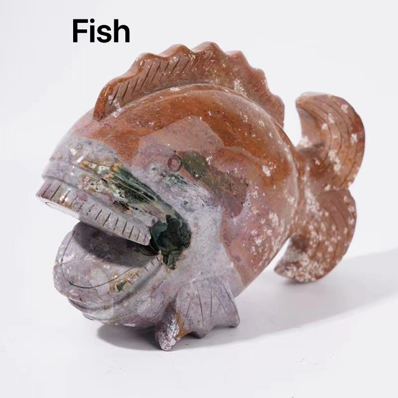 Fish dolphin Ocean Jasper Crystal Carving Stone animals