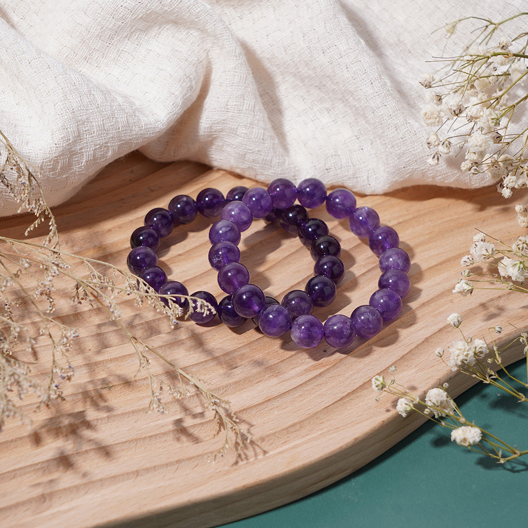 Amethyst crystal bracelets 7mm 10mm 13mm
