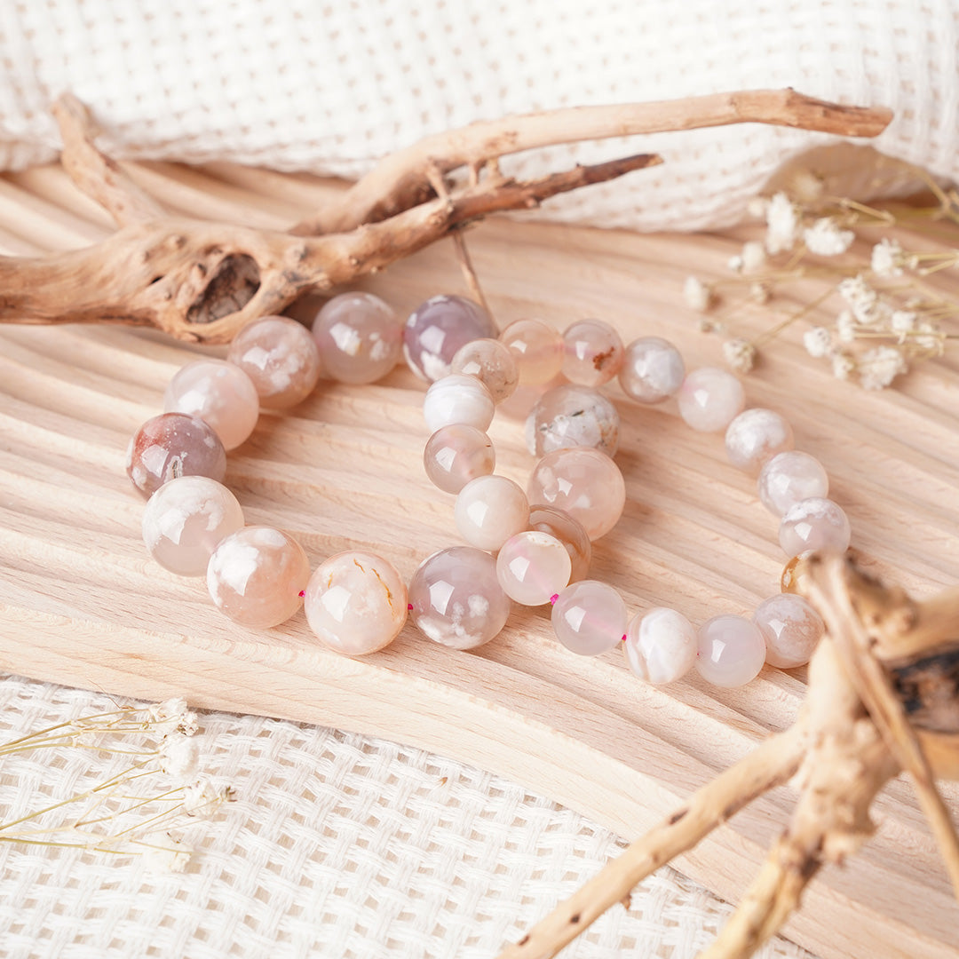 Flower Agate Bracelet 7mm 10mm 13mm