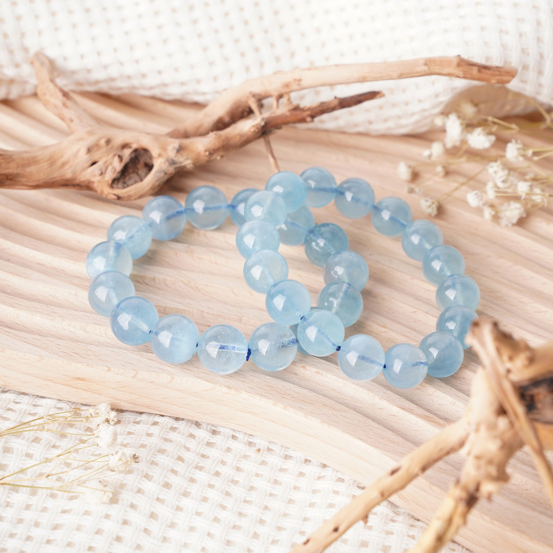 Aquamarine Crystals bracelets 6mm 10mm 13mm