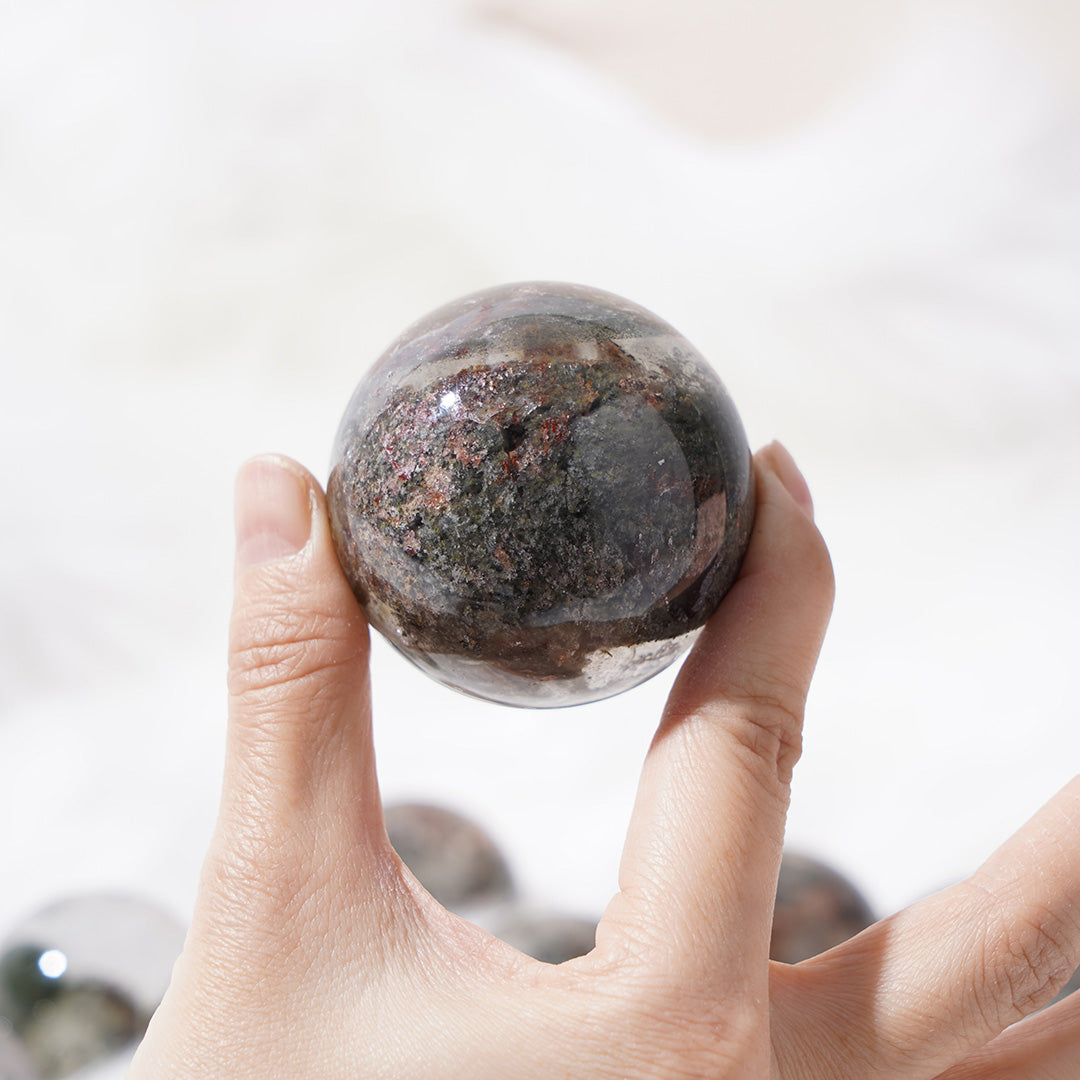 Natural Phantom Quartz Crystal Spheres