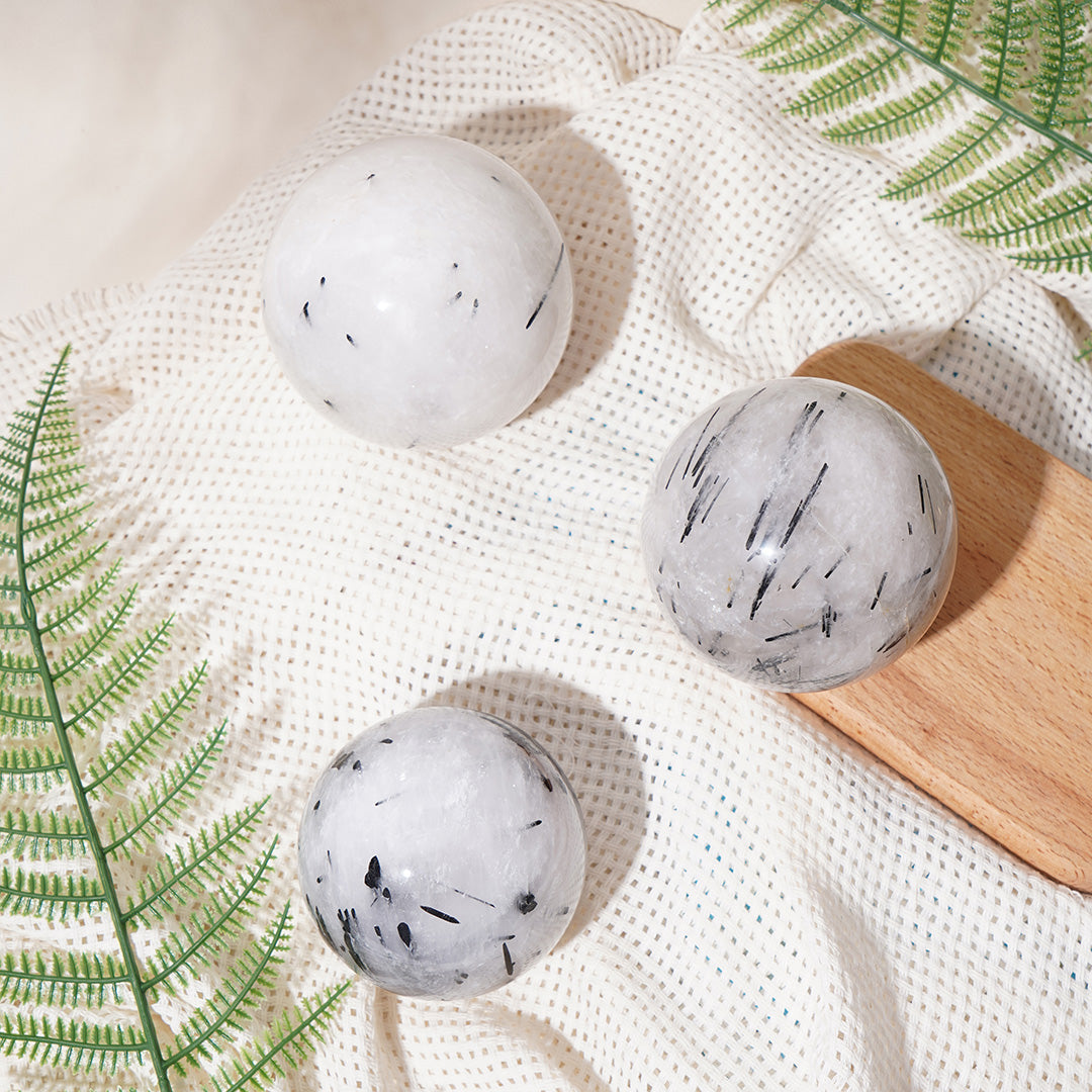 Black Tourmaline Quartz Crystal Sphere