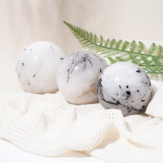 Black Tourmaline Quartz Crystal Sphere