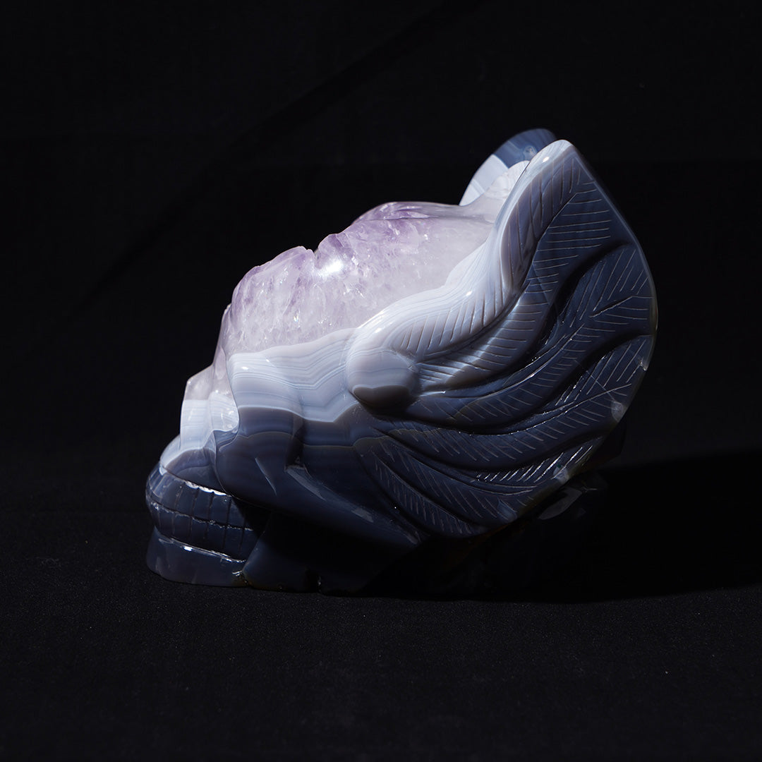 Druzy Agate Cat Ears Skull