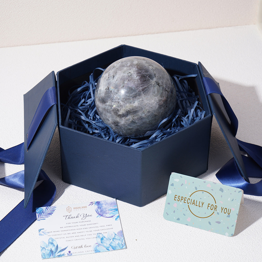 Shining grey labradorite sphere