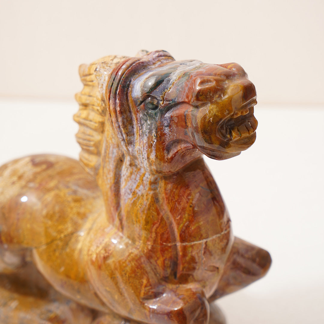 Carved Horse Sculpture Ocean Jasper