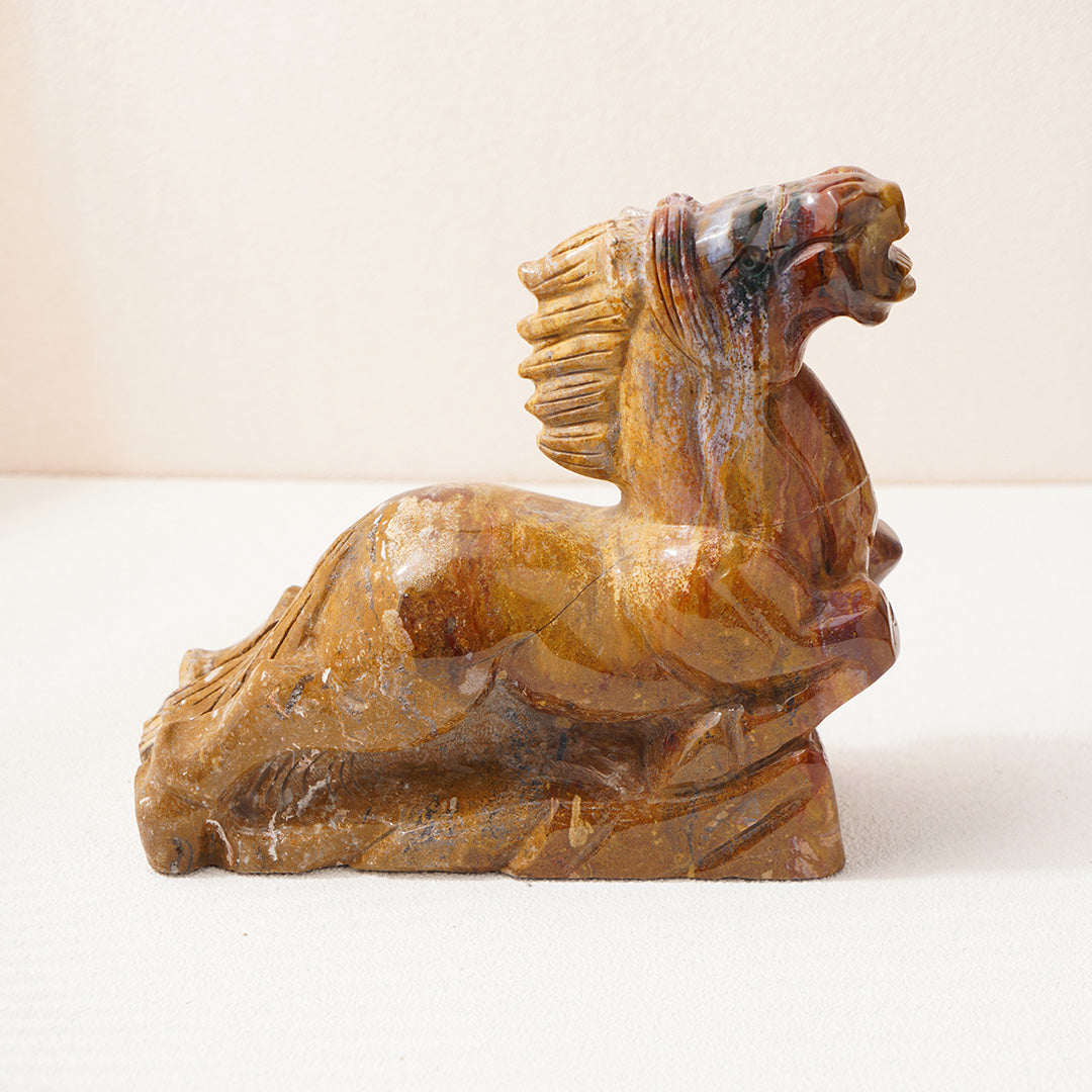 Carved Horse Sculpture Ocean Jasper