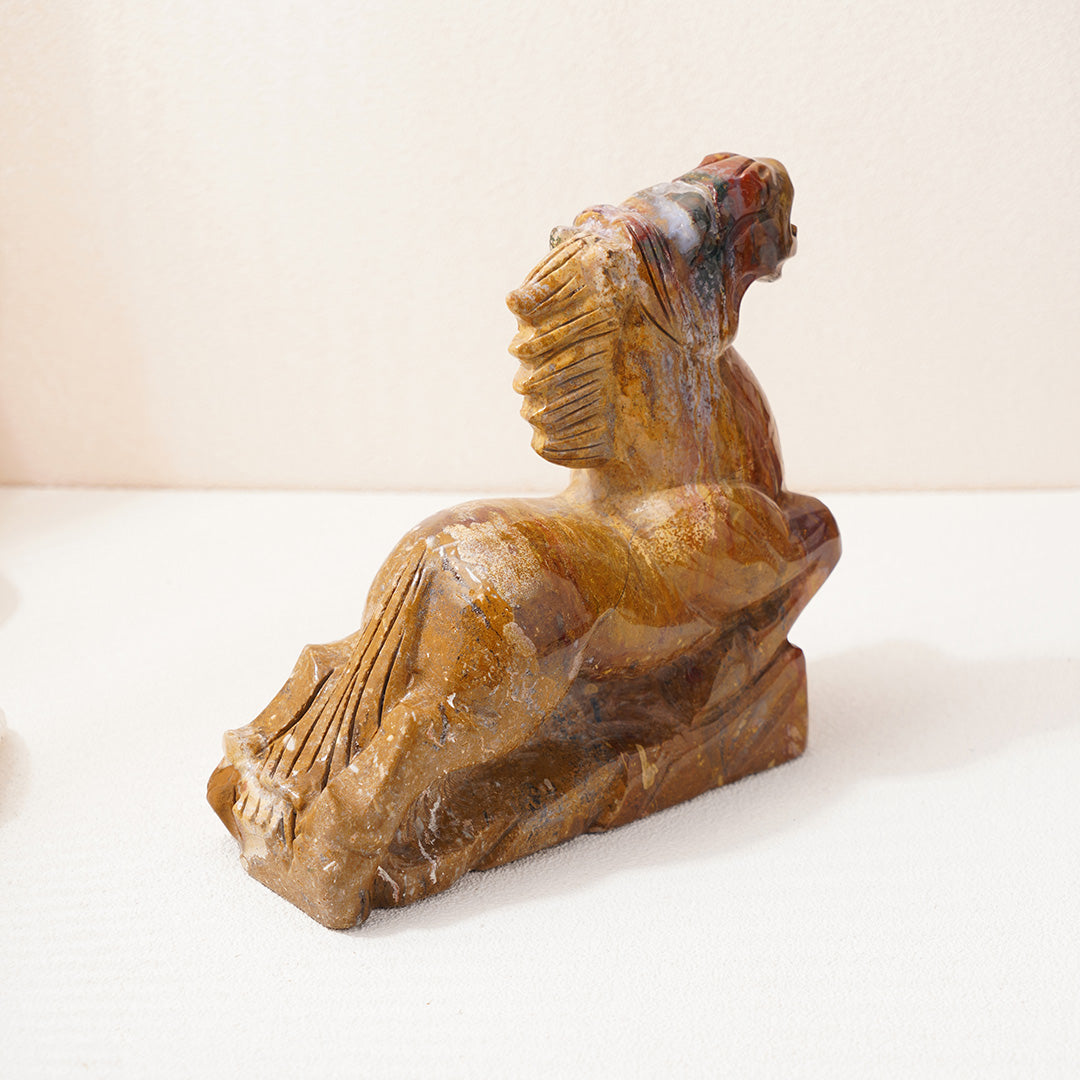 Carved Horse Sculpture Ocean Jasper