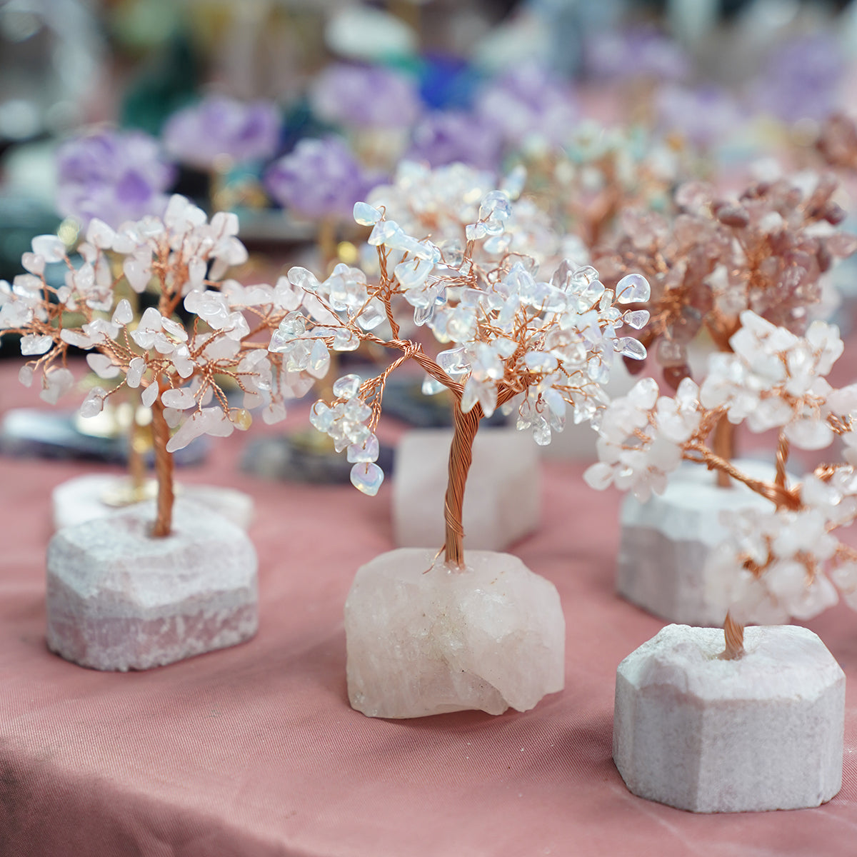 Natrual  Healing crystal trees Clear quartz strawberrystone