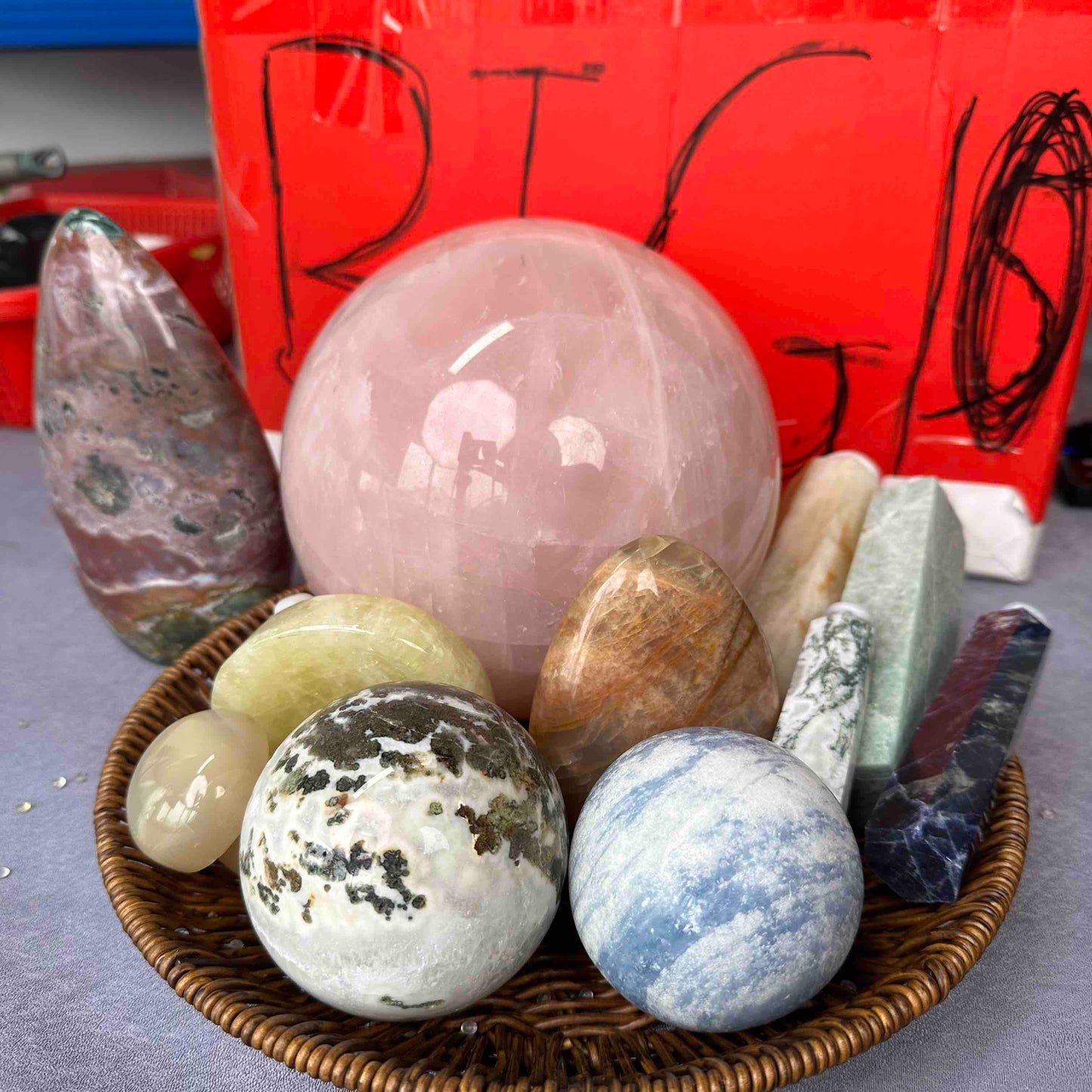 Giant Crystal Bundle - Giant Size - 1 Crystal Tower 1 Crystal Sphere and 1 Crystal Form - Shipping Fee Included- HighlandCrystal Anew