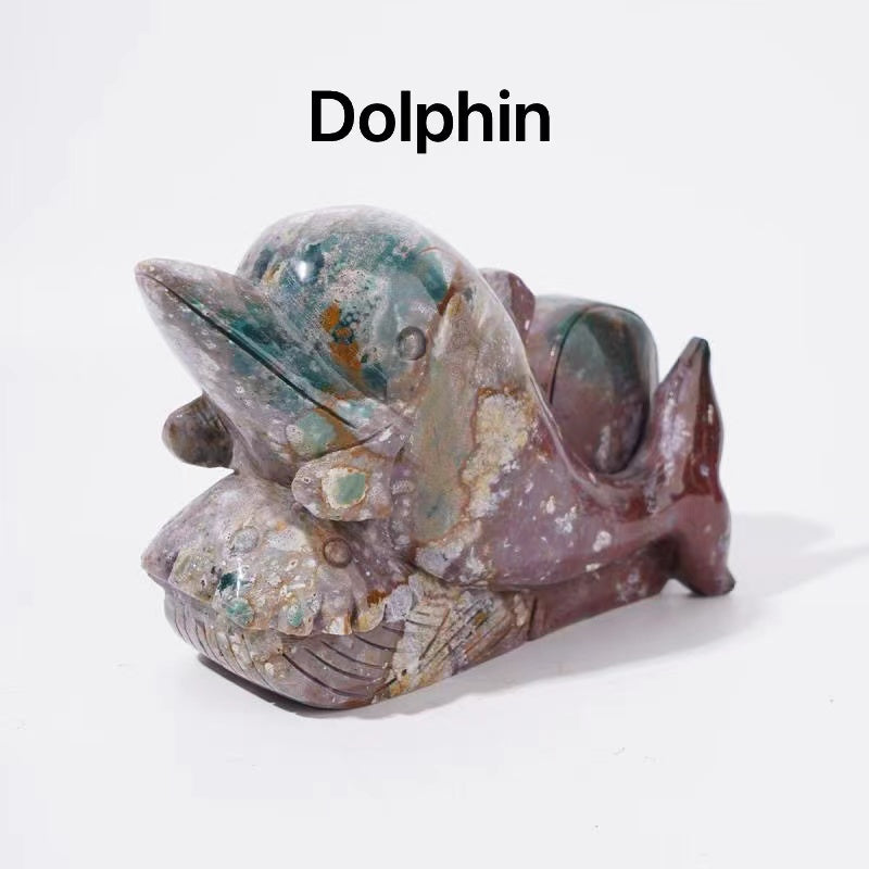 Fish dolphin Ocean Jasper Crystal Carving Stone animals