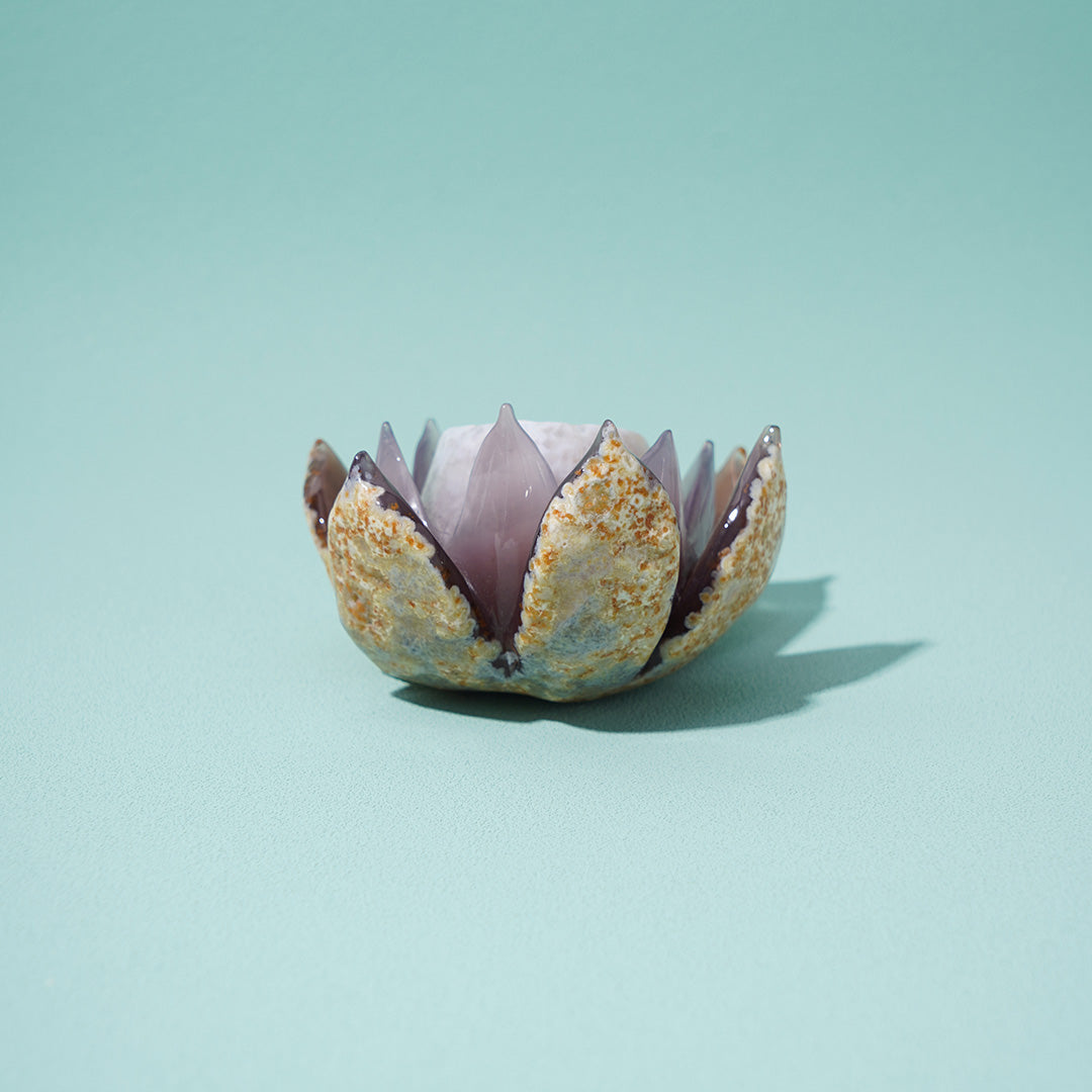 Lotus Flower Drusy Agate Figurine