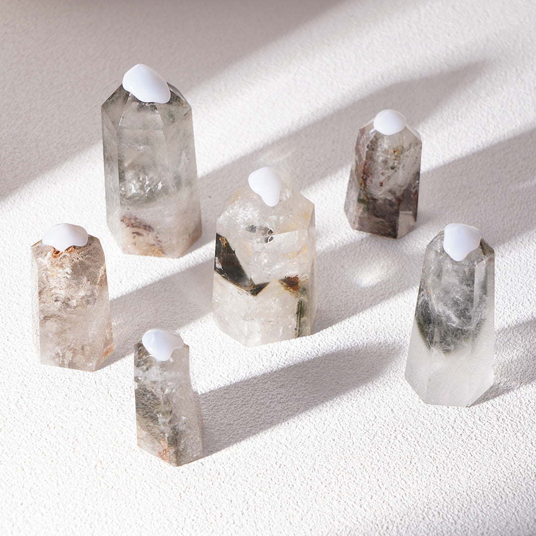 Natural Phantom Quartz Crystal Tower