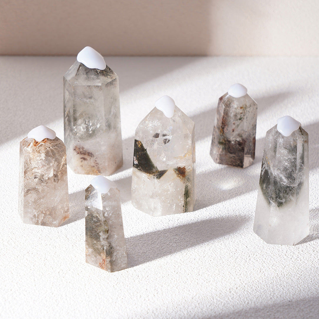 Natural Phantom Quartz Crystal Tower