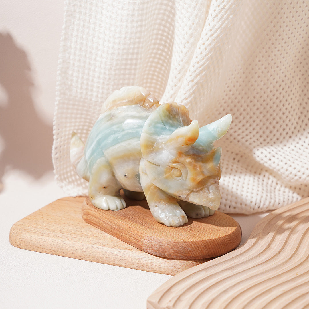 Handmade Caribbean Calcite Triceratops