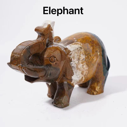 Robotcat Elephant Ocean Jasper crystal stone animal