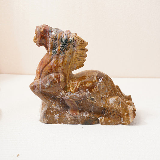 Carved Horse Sculpture Ocean Jasper