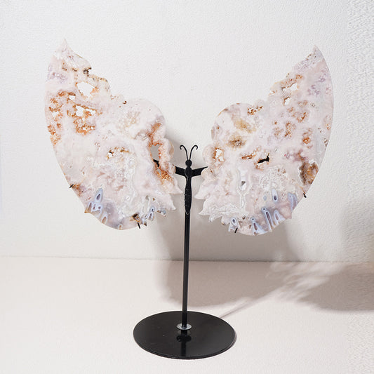 Pink Amethyest wings with black stand