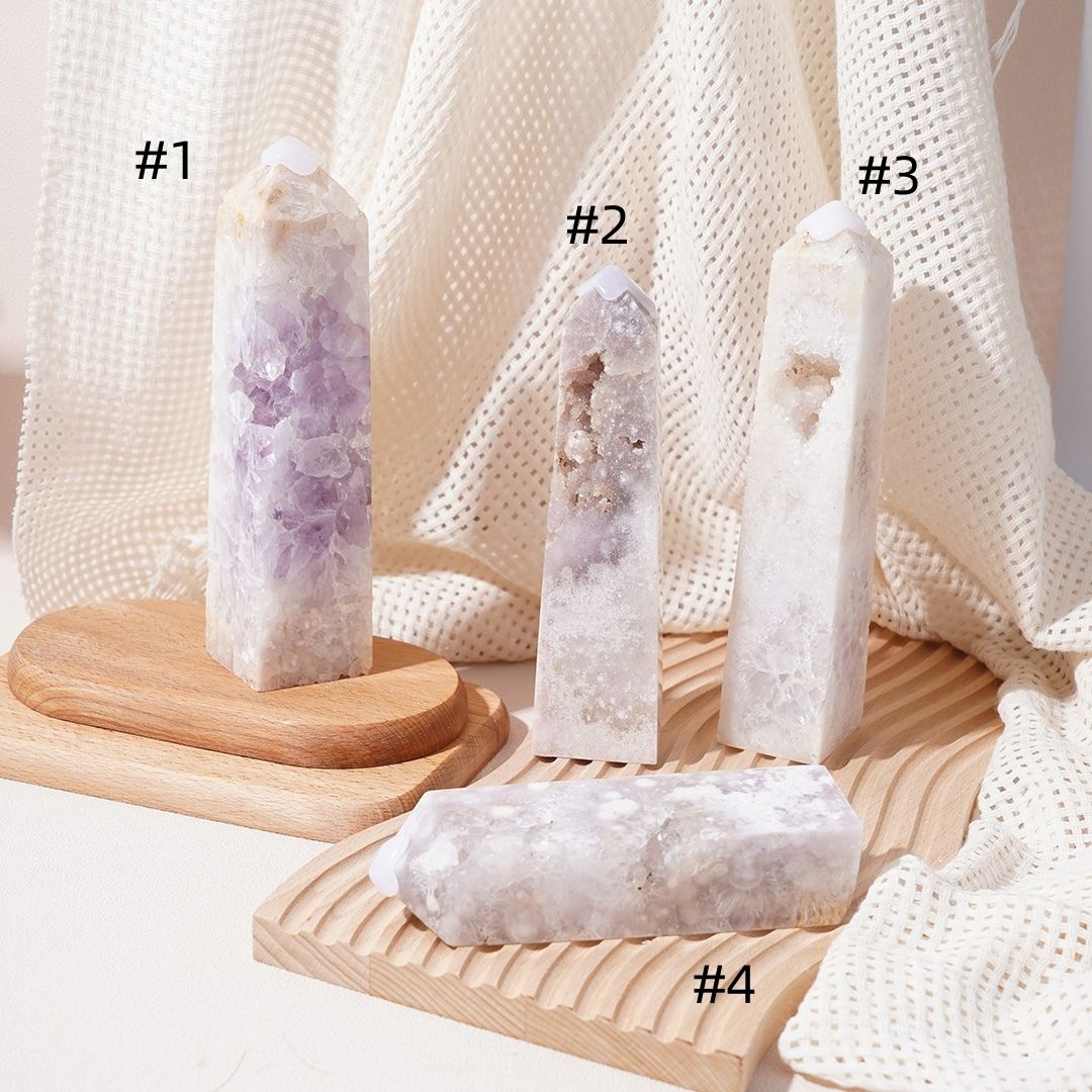 High-end Druzy Pink Amethyst Tower